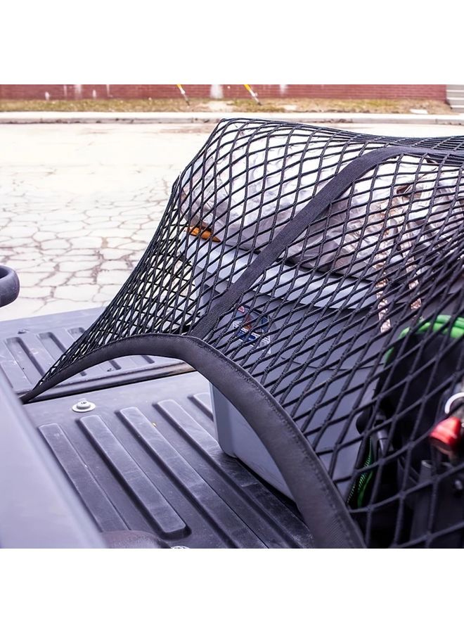 Black Universal Fit Spandex Truck Bed Mesh High Elasticity Cargo Net Tailgate Organizer - Image 1